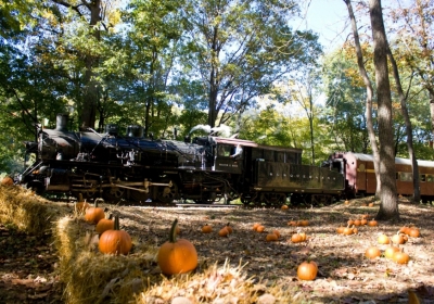 The Great Pumpkin Train operated by the Delaware River Railroad Excursions on the Bel-Del line.
