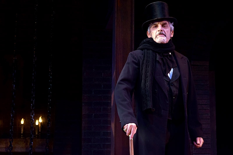 Carl Wallnau as Ebenezer Scrooge in the play A Christmas Carol at Centenary Stage Company in Hackettstown